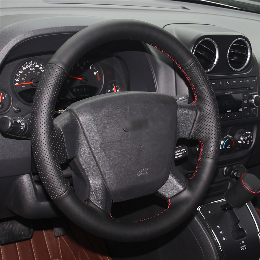 Loncky Auto Custom Fit OEM Black Genuine Leather Car Steering Wheel